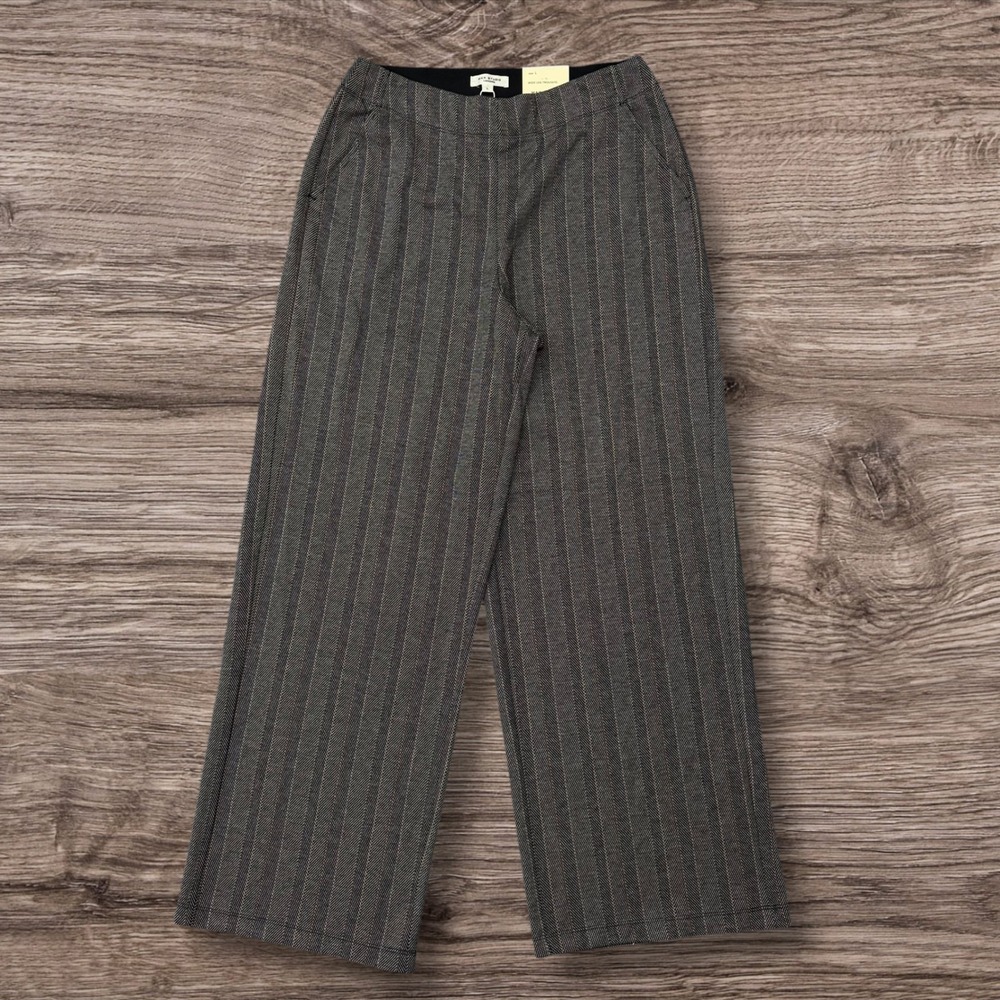 Wide Leg Trousers Womens L Gray Herringbone Pinstripe Max Studio London  1707Q05
